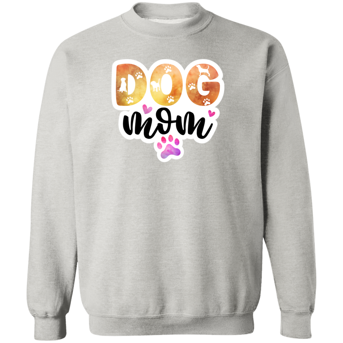 Dog Mom Watercolor Paw Print Crewneck Pullover Sweatshirt