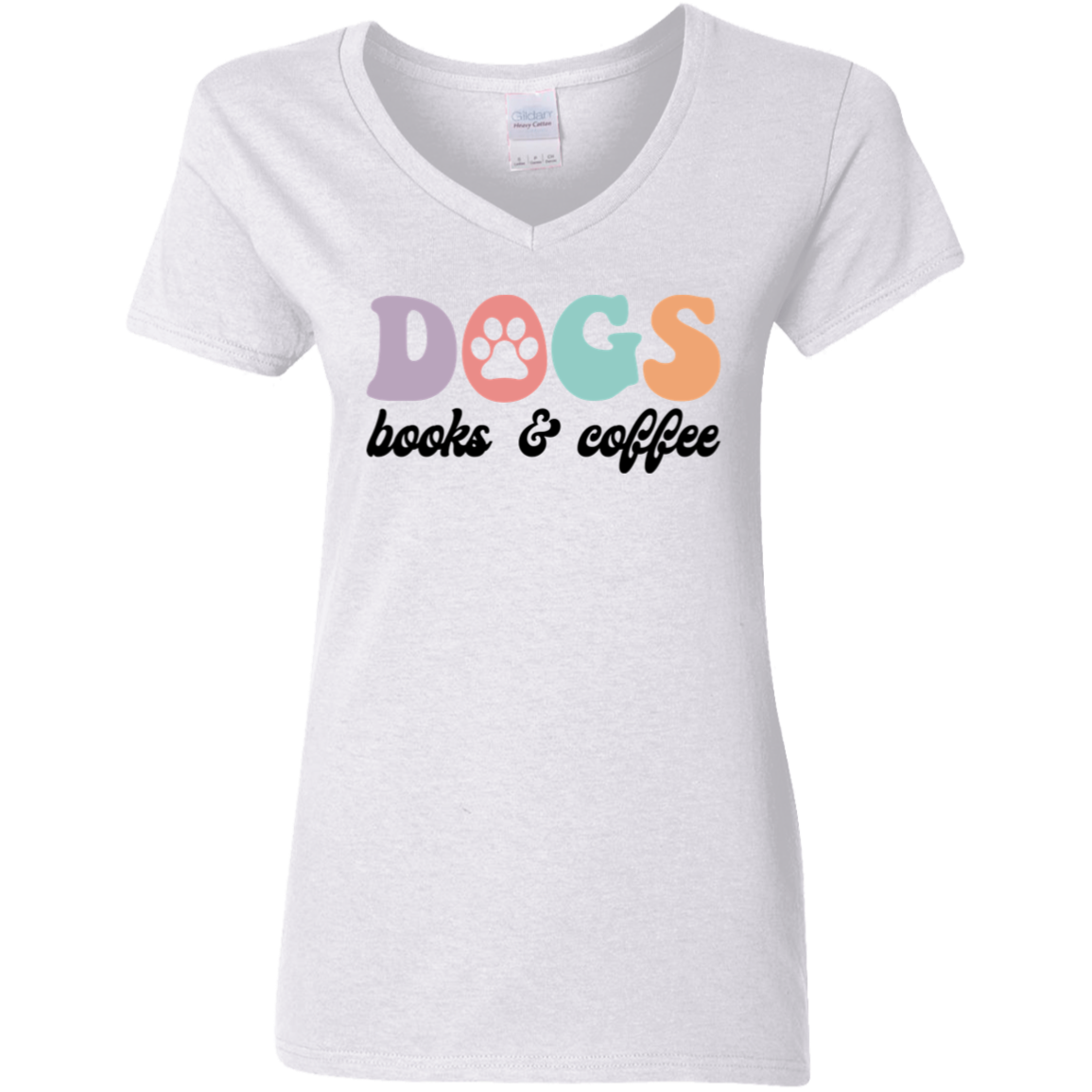 Dogs Books & Coffee Ladies' V-Neck T-Shirt