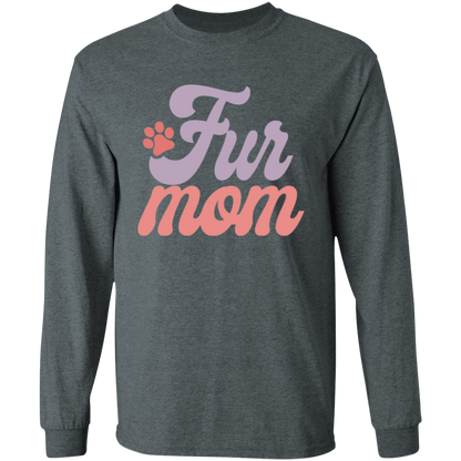 Fur Mom Dog Paw Print Long Sleeve T-Shirt