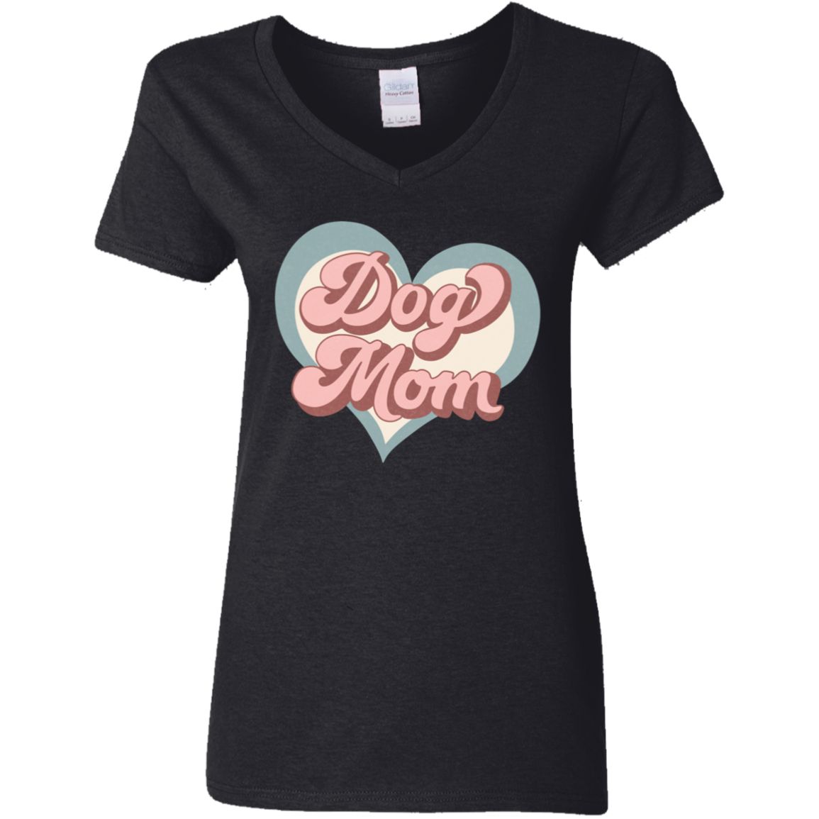 Dog Mom Retro Print with Hearts Ladies' V-Neck T-Shirt