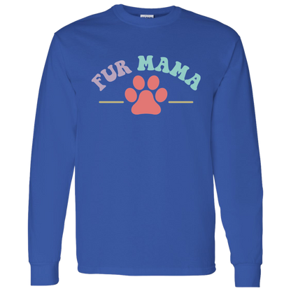 Fur Mama Paw Print Dog Rescue Long Sleeve T-Shirt