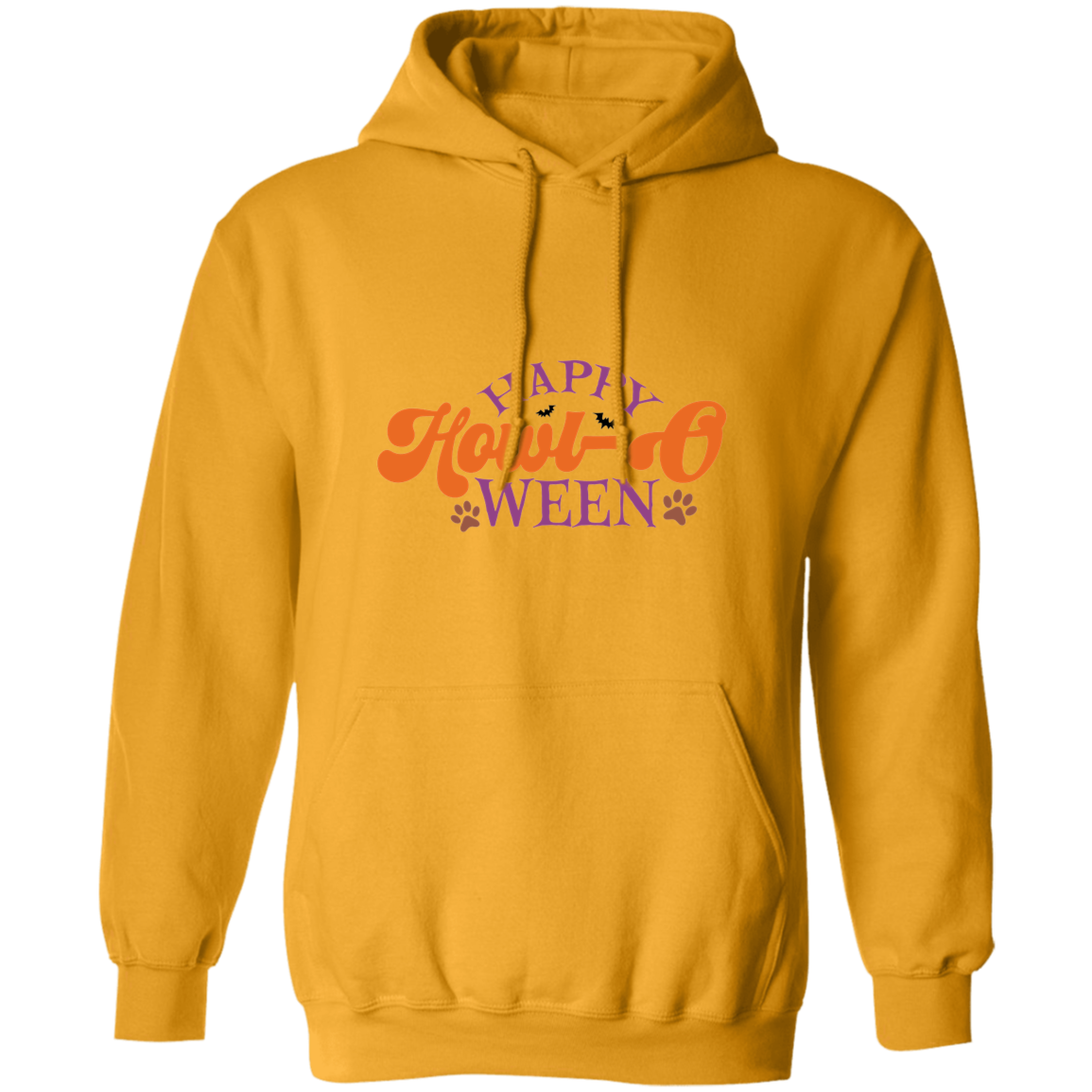 Happy Howl-o-ween Paw Print Halloween Dog Pullover Hoodie