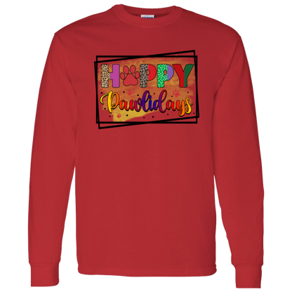 Happy Pawlidays Dog Christmas Long Sleeve T-Shirt