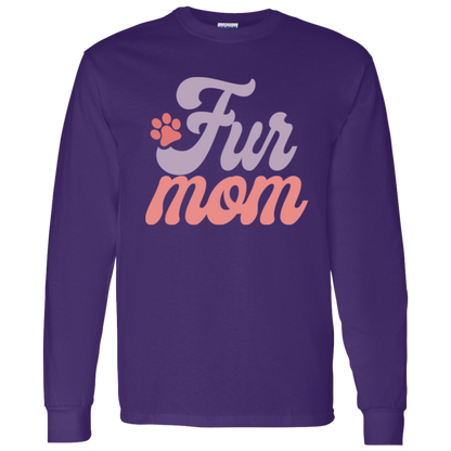 Fur Mom Dog Paw Print Long Sleeve T-Shirt