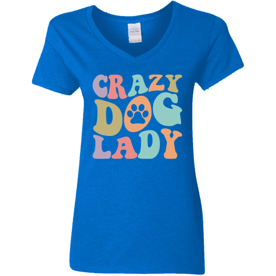 Crazy Dog Lady Paw Print Ladies' V-Neck T-Shirt