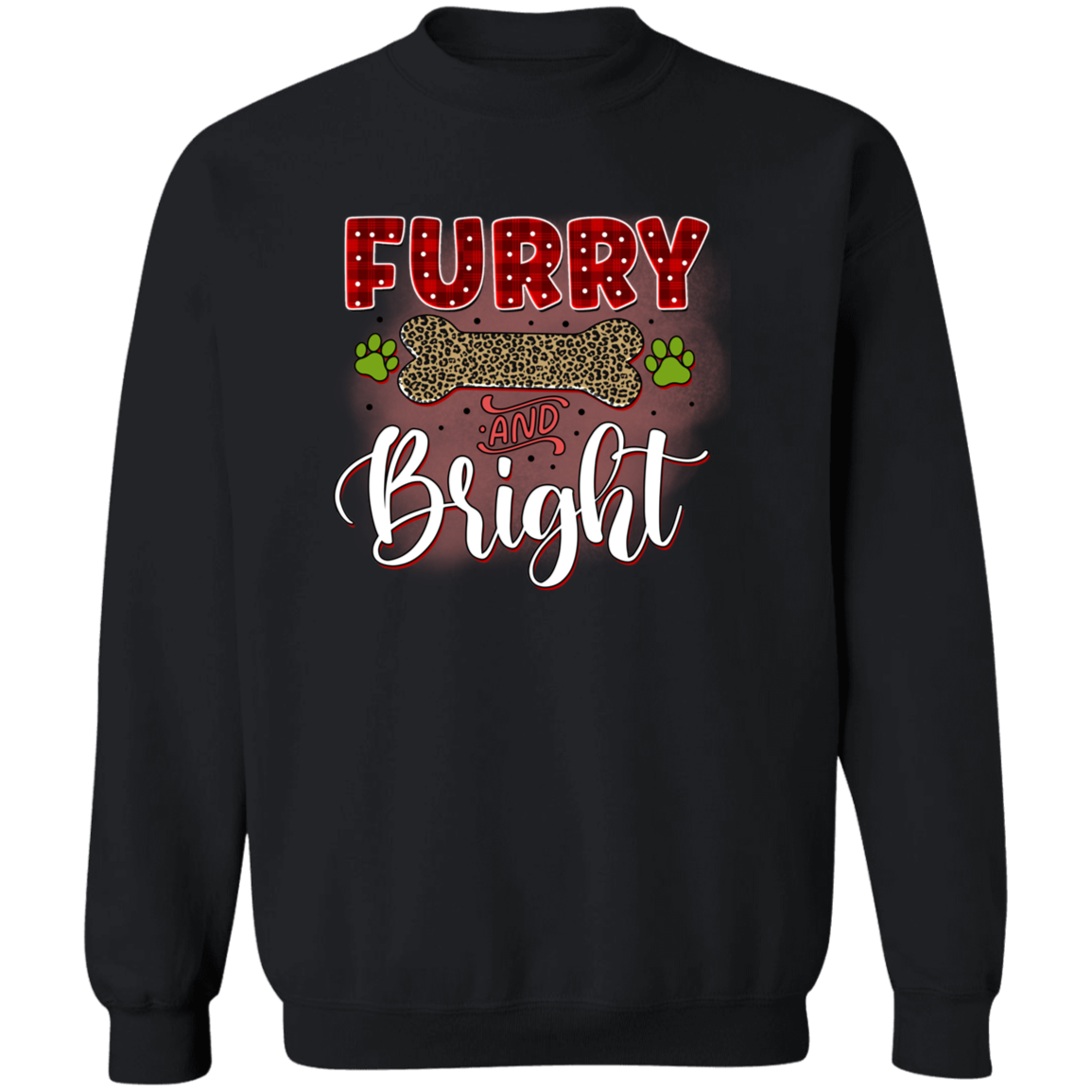 Furry & Bright Dog Christmas Crewneck Pullover Sweatshirt