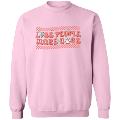 Less People More Dogs  Crewneck Pullover Sweatshirt
