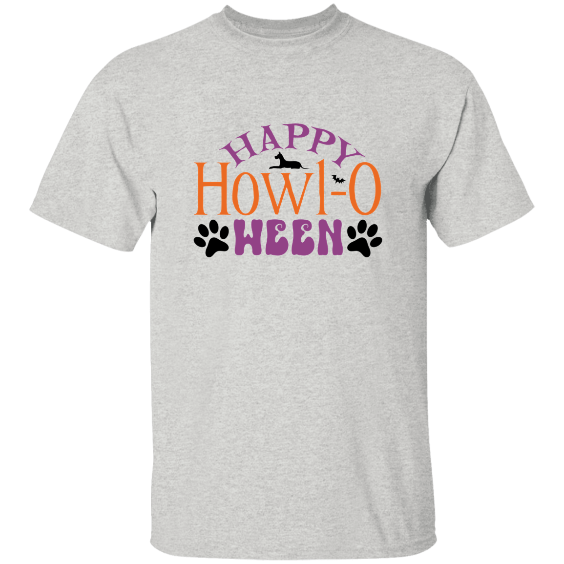 Happy Howl-o-ween Halloween Paw Print & Dog  T-Shirt