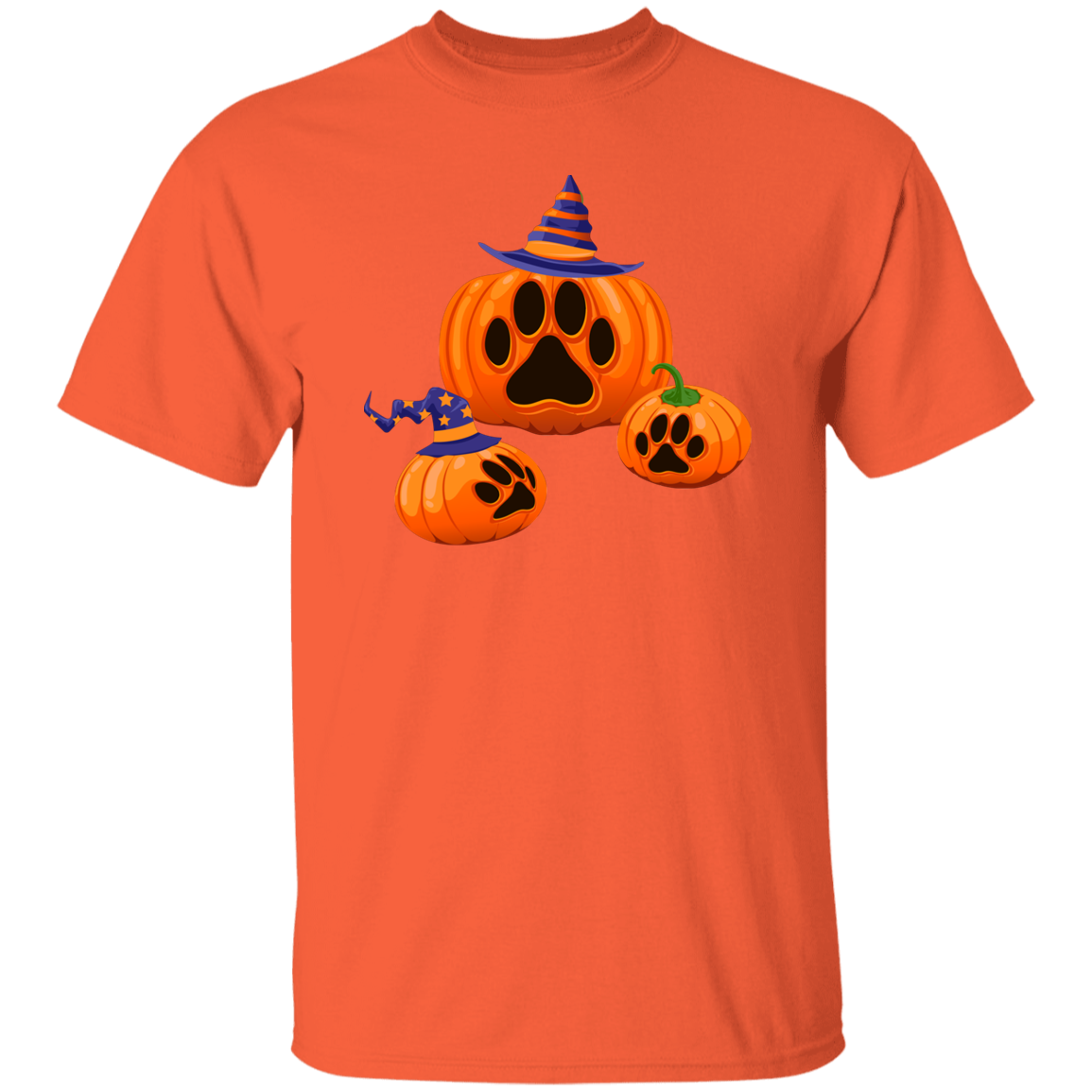Halloween Paw Print Pumpkin T-Shirt