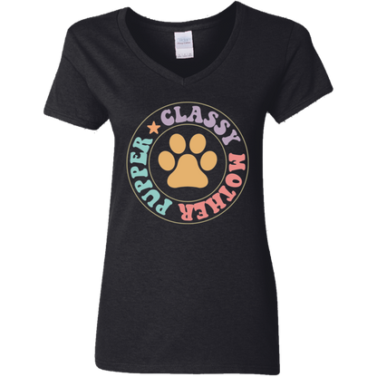 Classy Mother Pupper Dog Mom Ladies' V-Neck T-Shirt