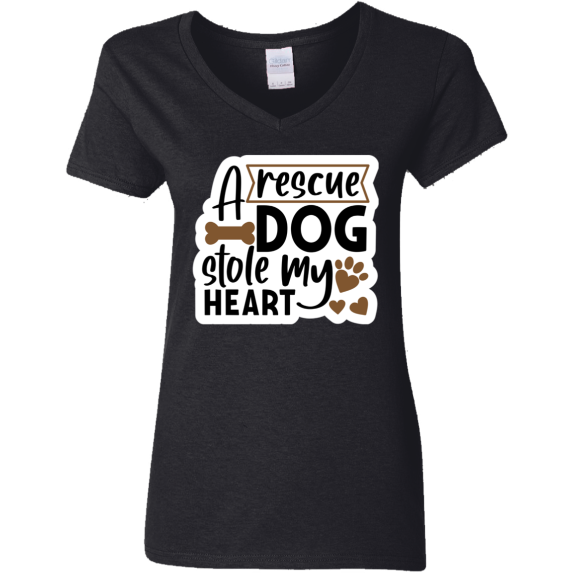A Rescue Dog Stole My Heart Ladies' V-Neck T-Shirt