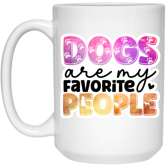 Dogs are my Favorite People Watercolor 15 oz. White Mug