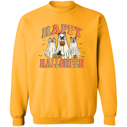 Happy Halloween Ghost Dogs Crewneck Pullover Sweatshirt