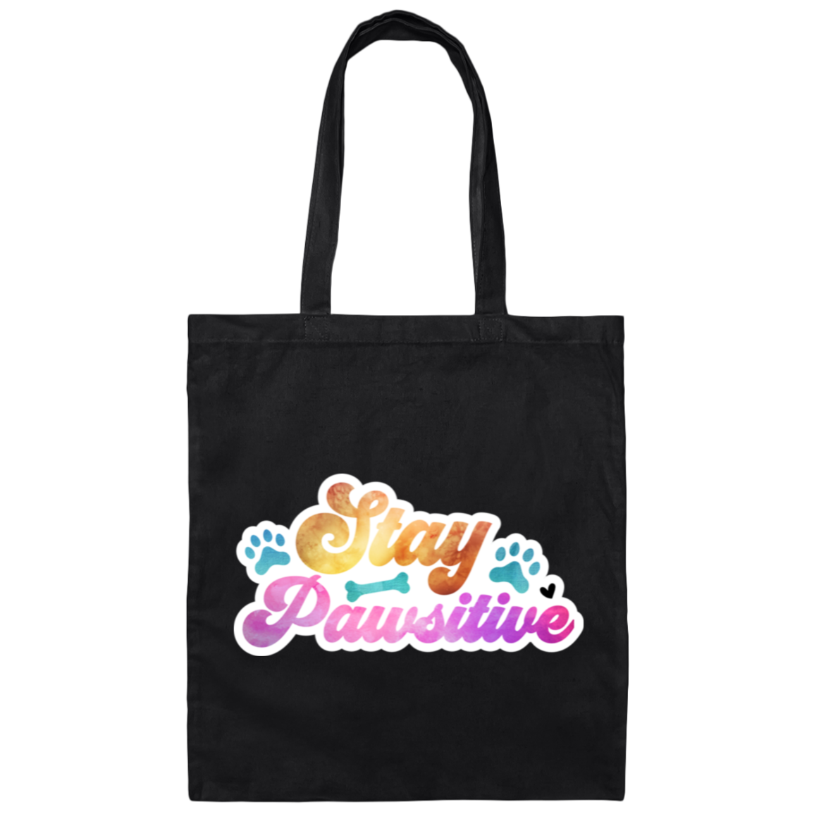 Stay Pawsitive Dog Watercolor Canvas Tote Bag
