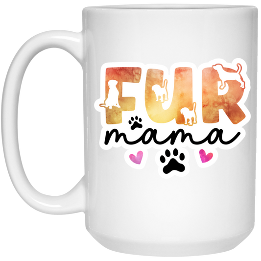 Fur Mama Dog Watercolor 15 oz. White Mug