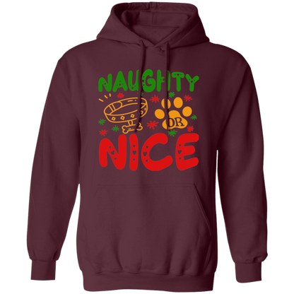 Naughty or Nice Dog Christmas Pullover Hoodie Hooded Sweatshirt