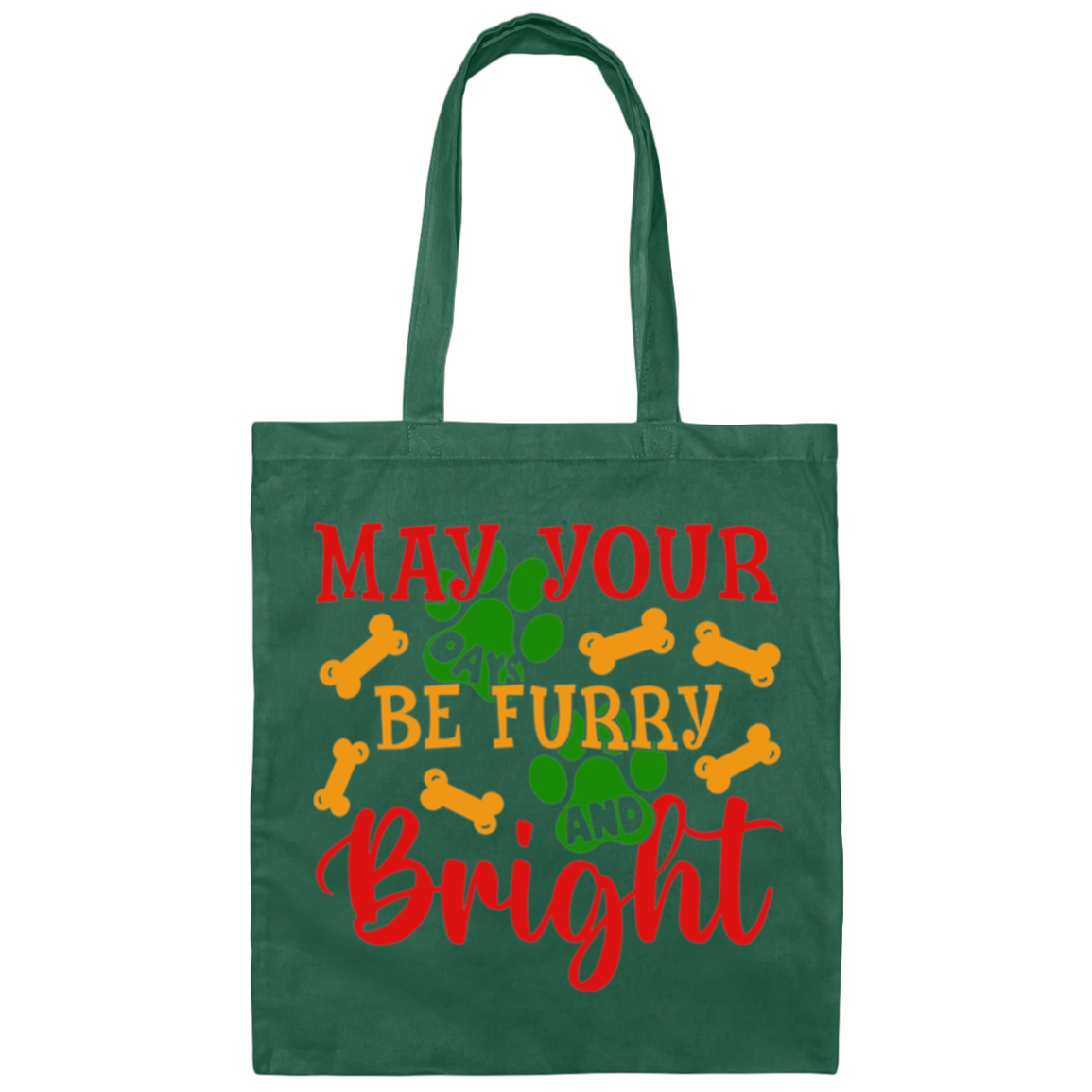 May Your Days Be Furry and Bright Dog Christmas Canvas Tote Bag