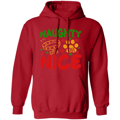Naughty or Nice Dog Christmas Pullover Hoodie Hooded Sweatshirt