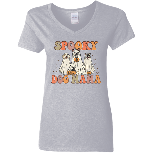 Spooky Dog Mama Halloween Ladies' V-Neck T-Shirt