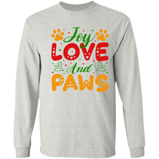 Joy Love and Paws Dog Christmas Long Sleeve T-Shirt