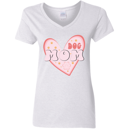 Dog Mom Heart Ladies' V-Neck T-Shirt