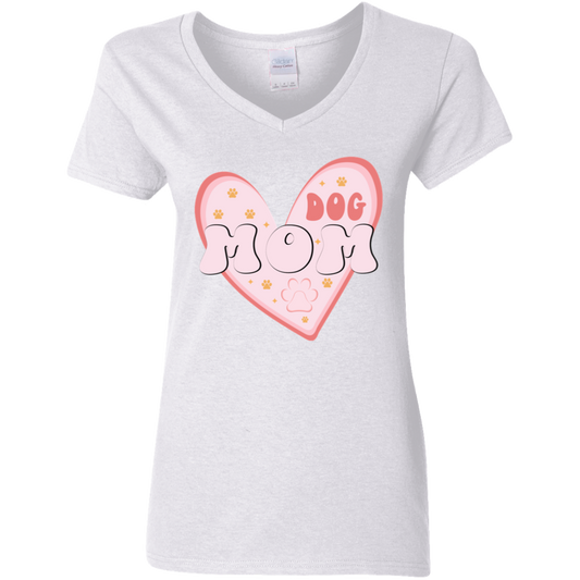 Dog Mom Heart Ladies' V-Neck T-Shirt