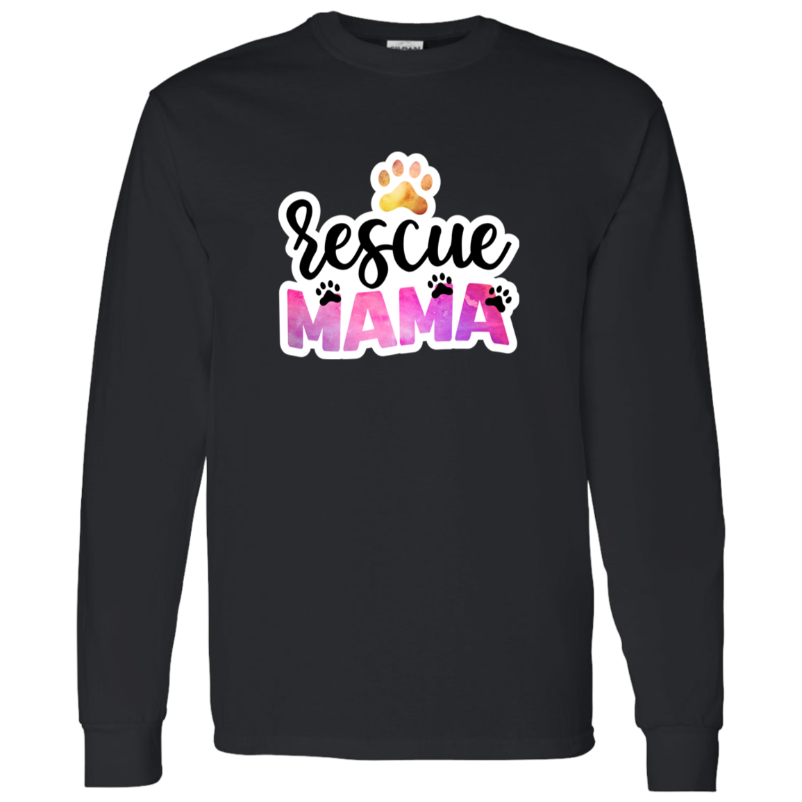 Rescue Mama Dog Paw Watercolor Long Sleeve T-Shirt