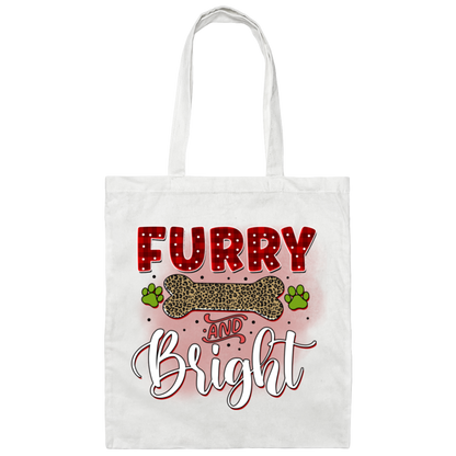 Furry & Bright Christmas Dog Canvas Tote Bag