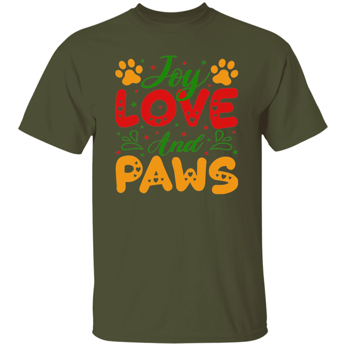 Joy Love and Paws Dog Christmas T-Shirt