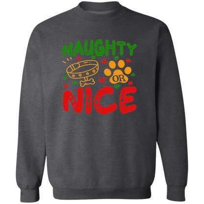 Naughty or Nice Dog Christmas Crewneck Pullover Sweatshirt