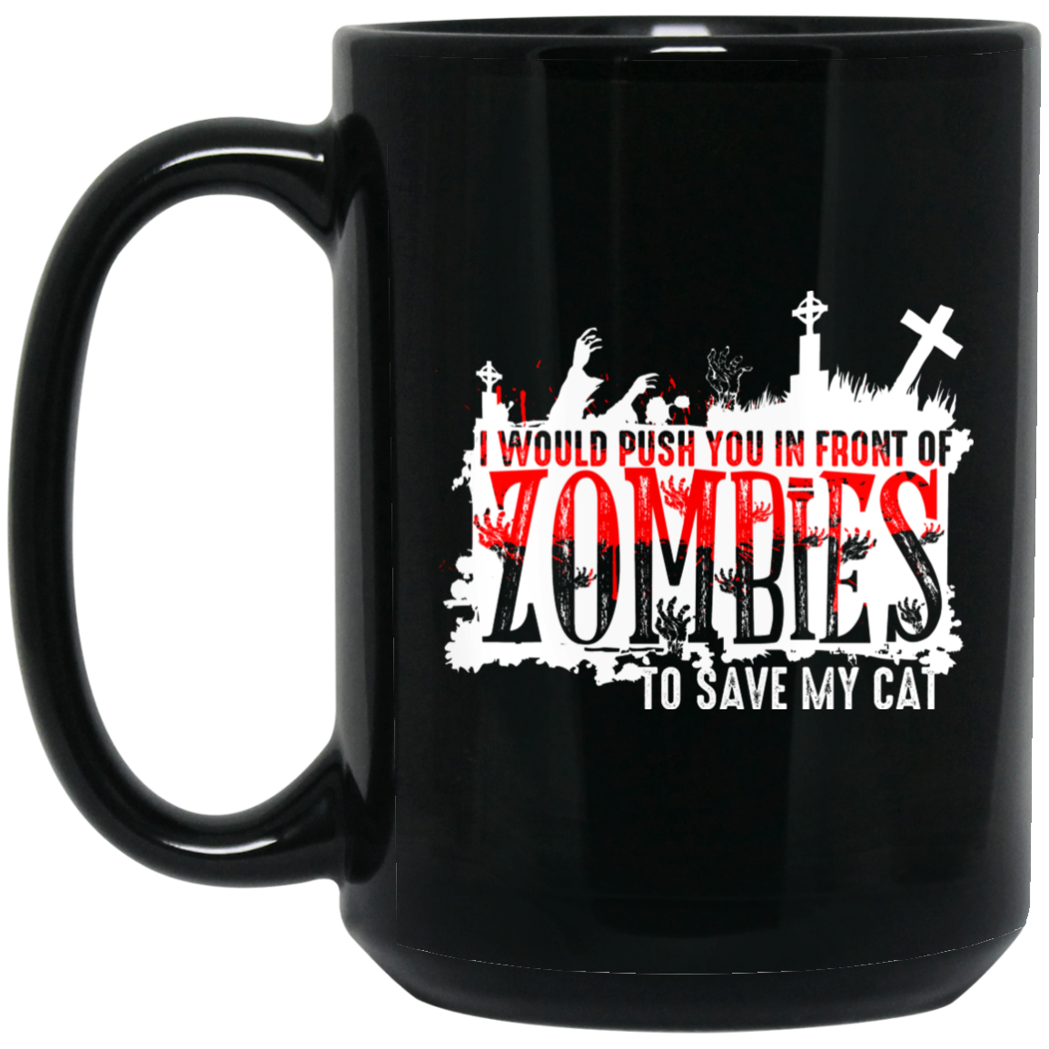 Zombies to Save Cat - Black Mugs