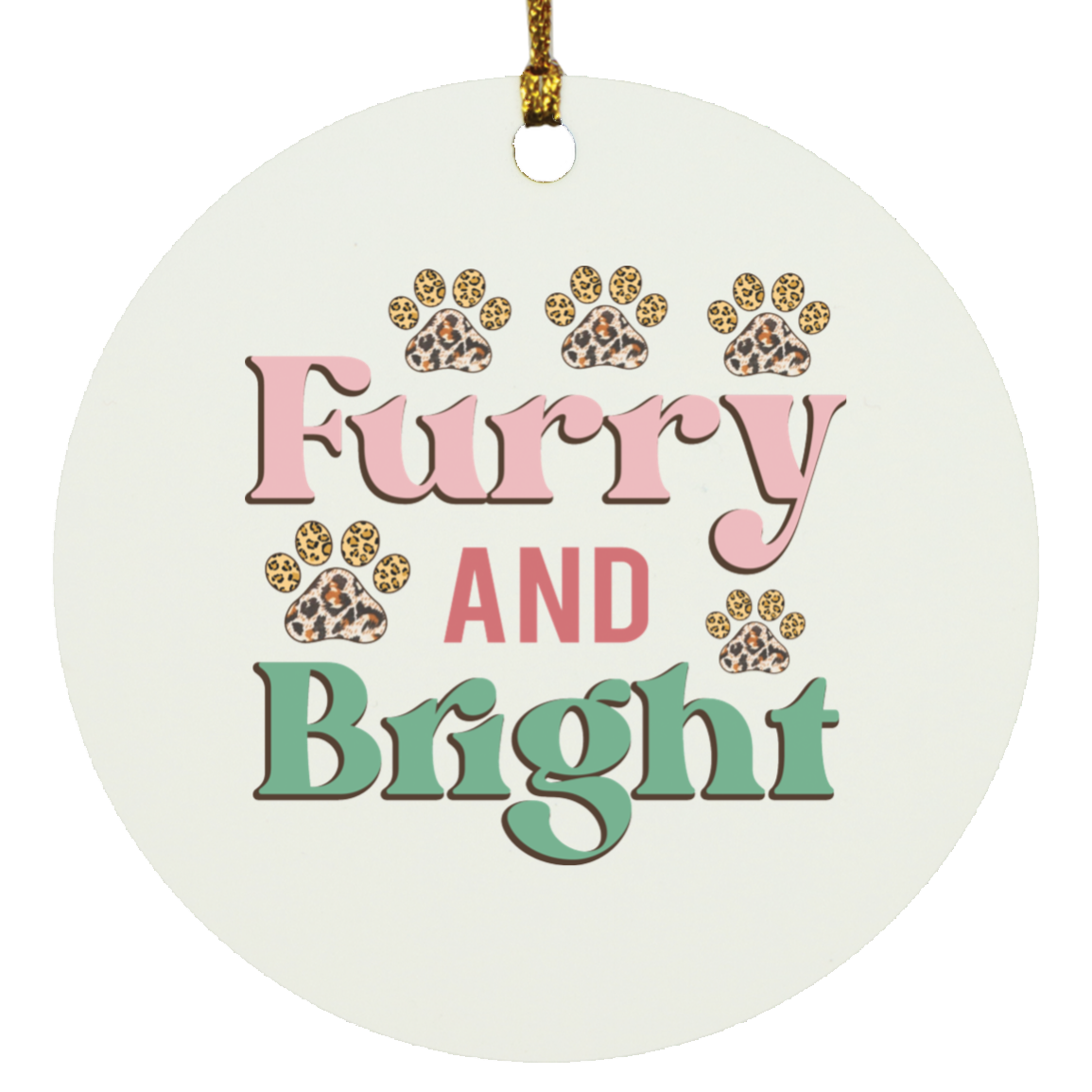 Furry & Bright Dog Christmas Circle Ornament