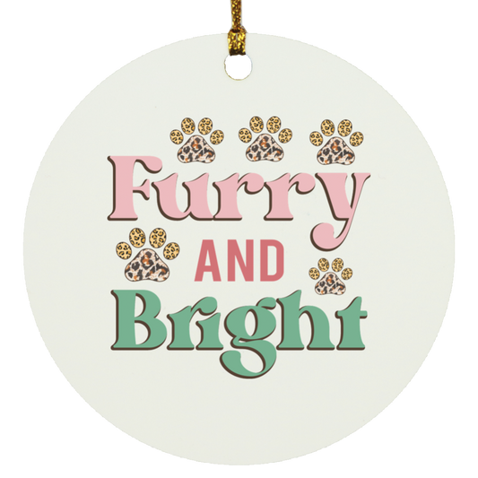 Furry & Bright Dog Christmas Circle Ornament
