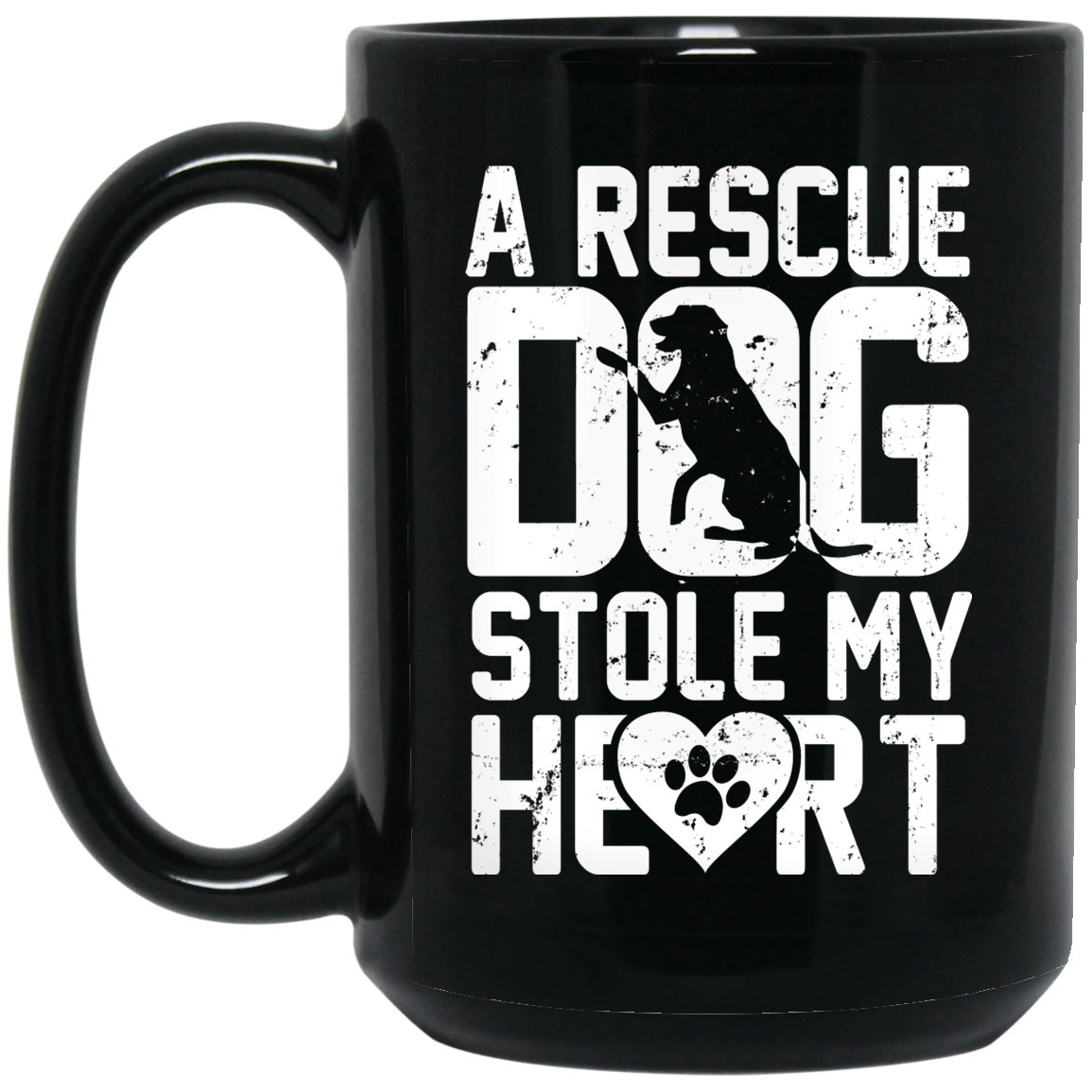 A Rescue Dog Stole my Heart - Black Mugs