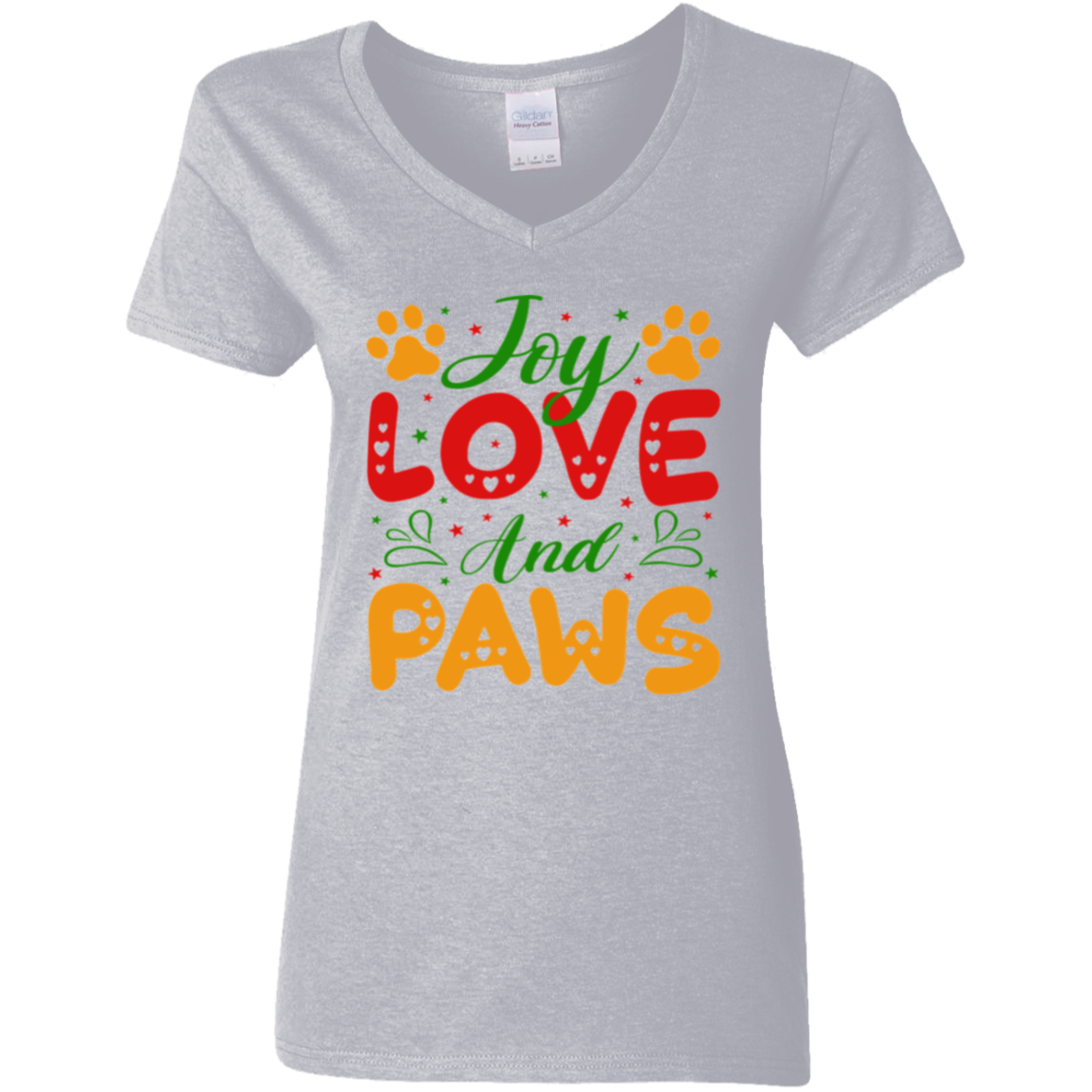 Joy Love and Paws Dog Christmas Ladies' V-Neck T-Shirt