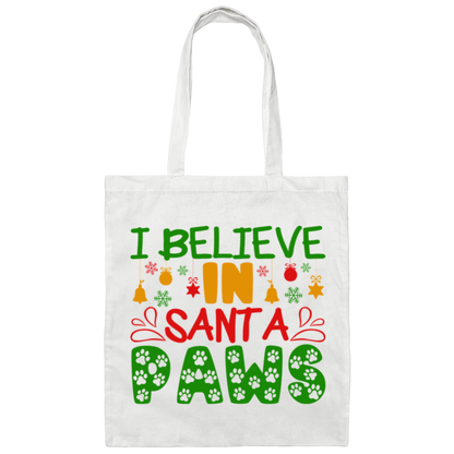 I Believe in Santa Paws Christmas Dog Christmas Canvas Tote Bag