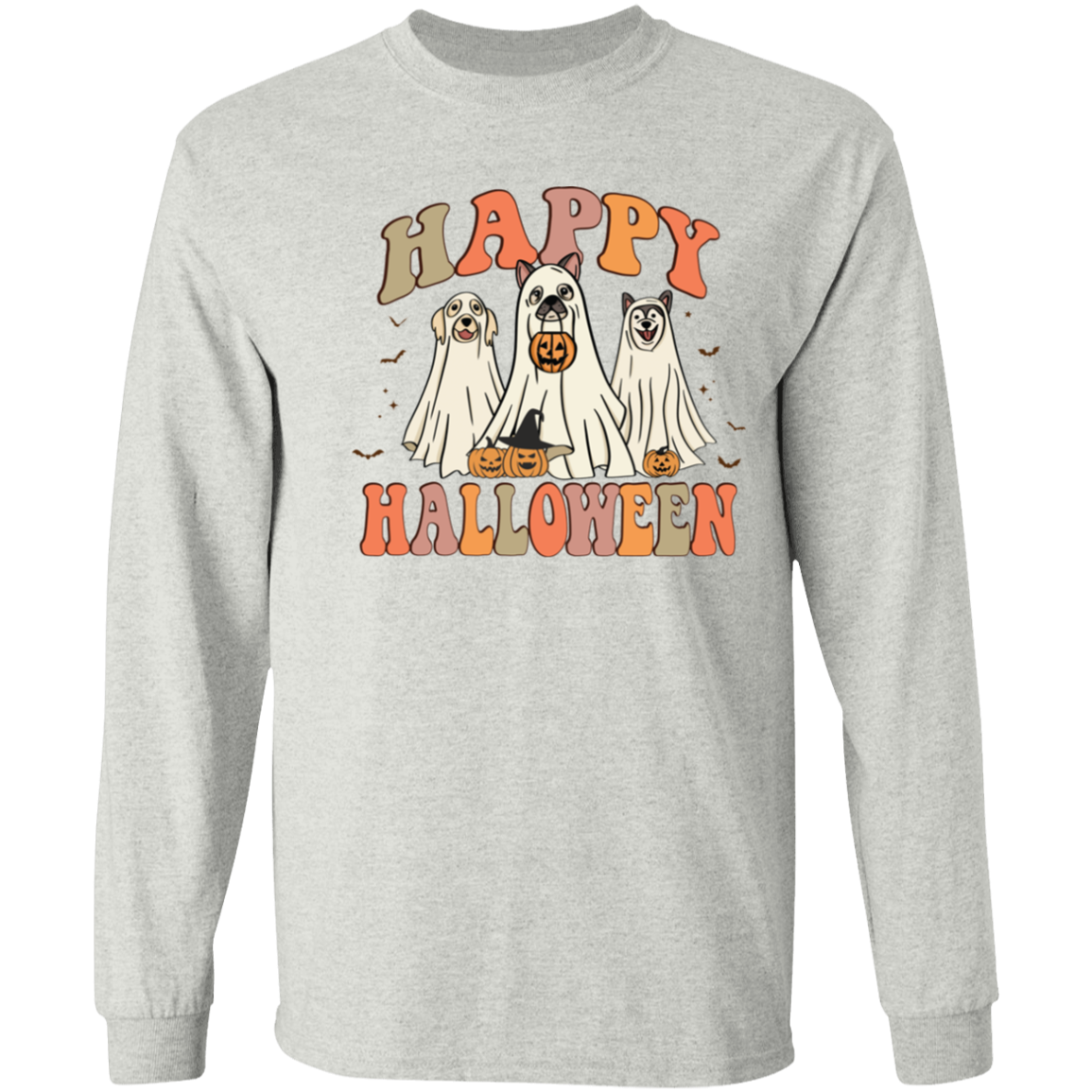 Happy Halloween Ghost Dogs Long Sleeve T-Shirt