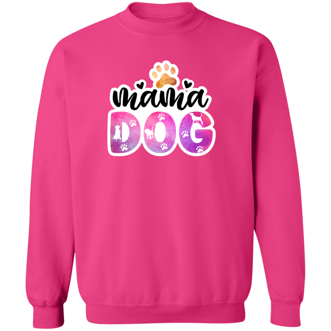 Mama Dog Paw Watercolor Crewneck Pullover Sweatshirt