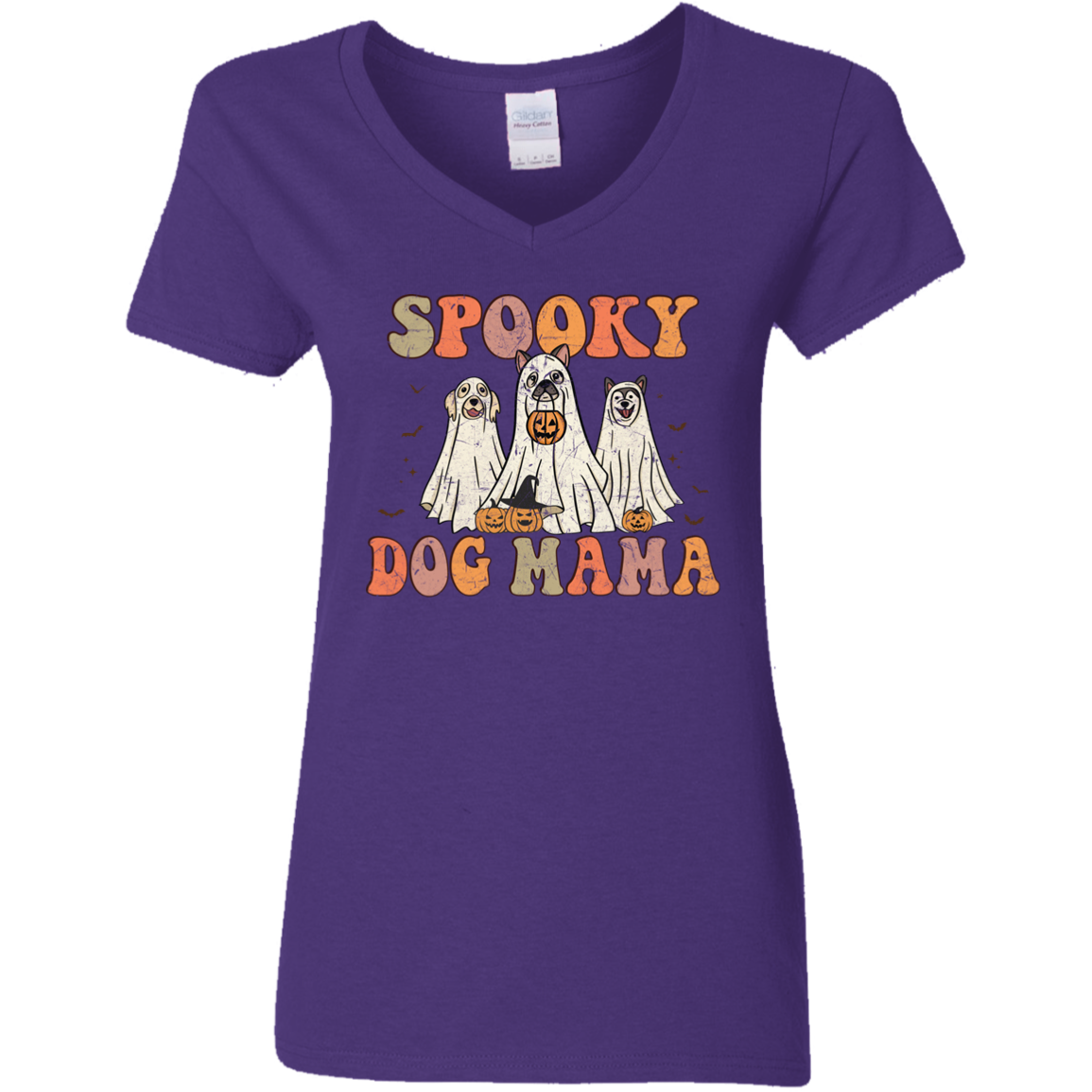 Spooky Dog Mama Halloween Ladies' V-Neck T-Shirt