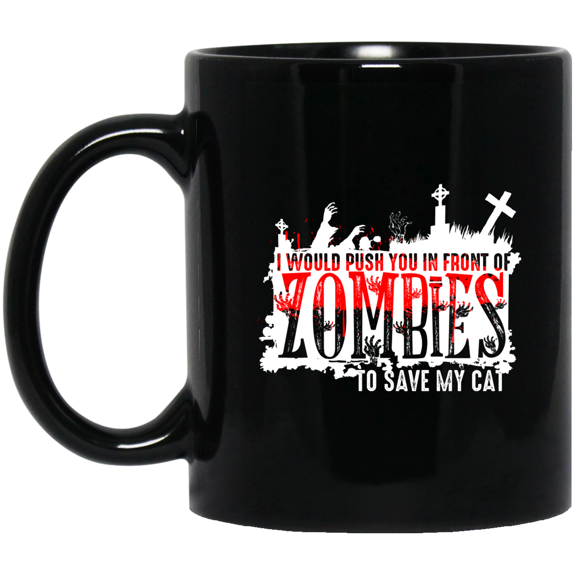 Zombies to Save Cat - Black Mugs