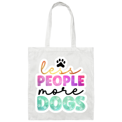 Less People More Dogs Watercolor Canvas Tote Bag