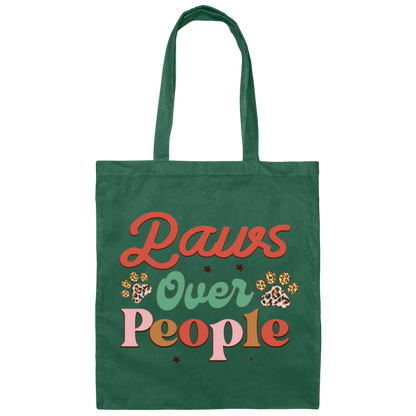 Paws Over People Christmas Dog Canvas Tote Bag