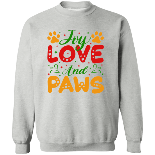 Joy Love and Paws Dog Christmas Crewneck Pullover Sweatshirt