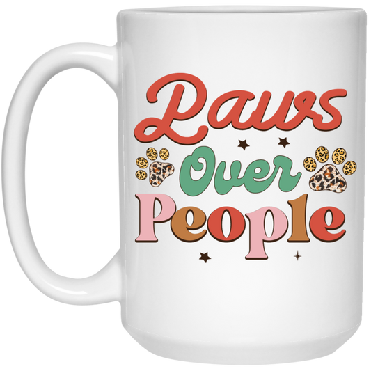 Paws Over People Christmas Dog 15 oz. White Mug