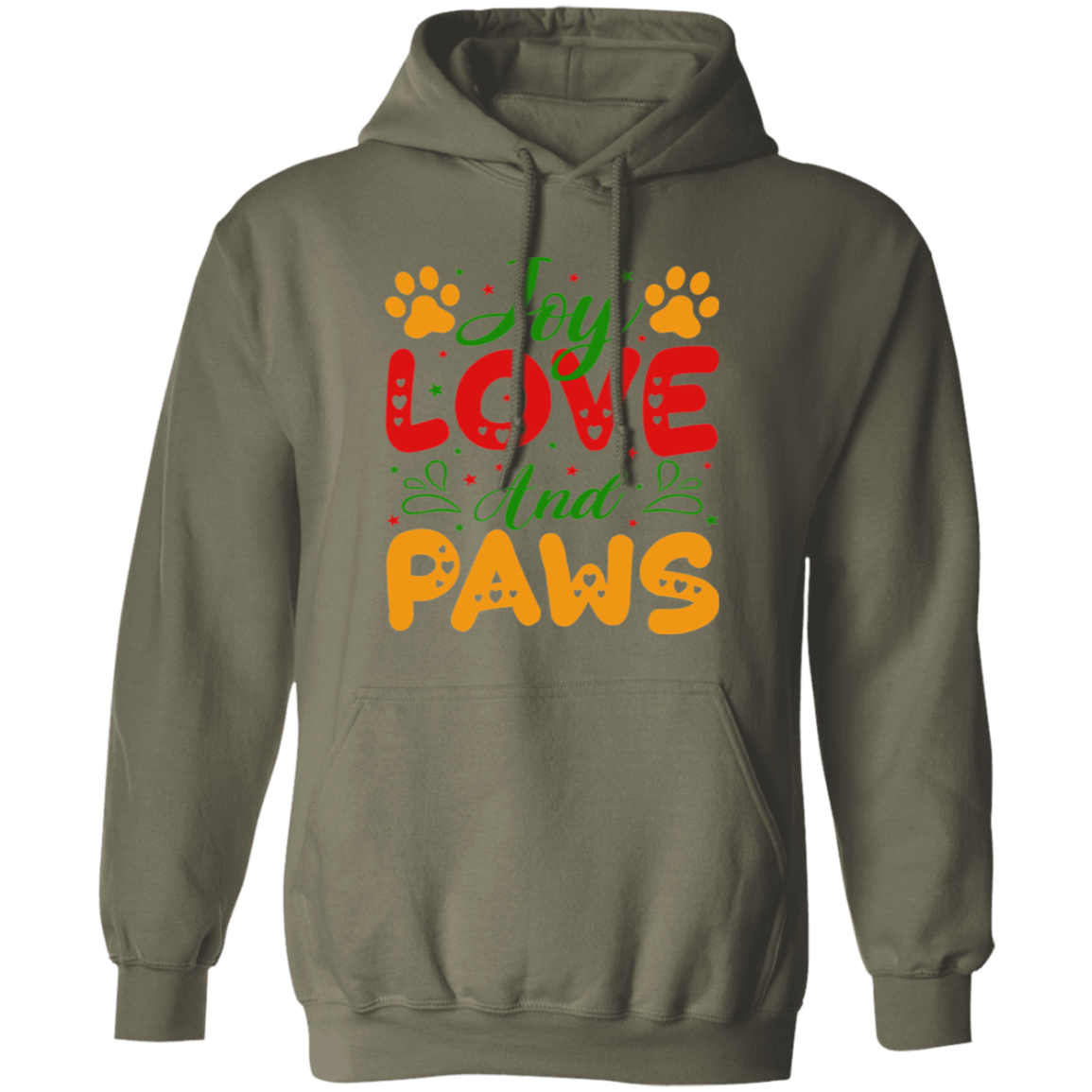 Joy Love and Paws Dog Christmas Pullover Hoodie Hooded Sweatshirt