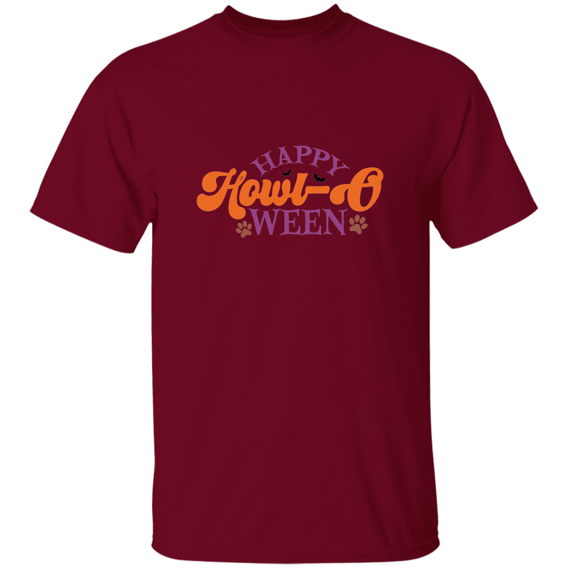 Happy Howl-o-ween Paw Print Halloween Dog  T-Shirt