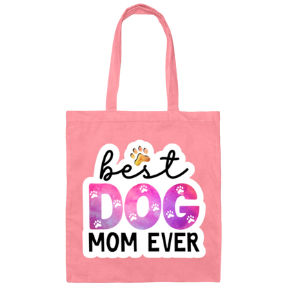 Best Dog Mom Ever Watercolor Canvas Tote Bag