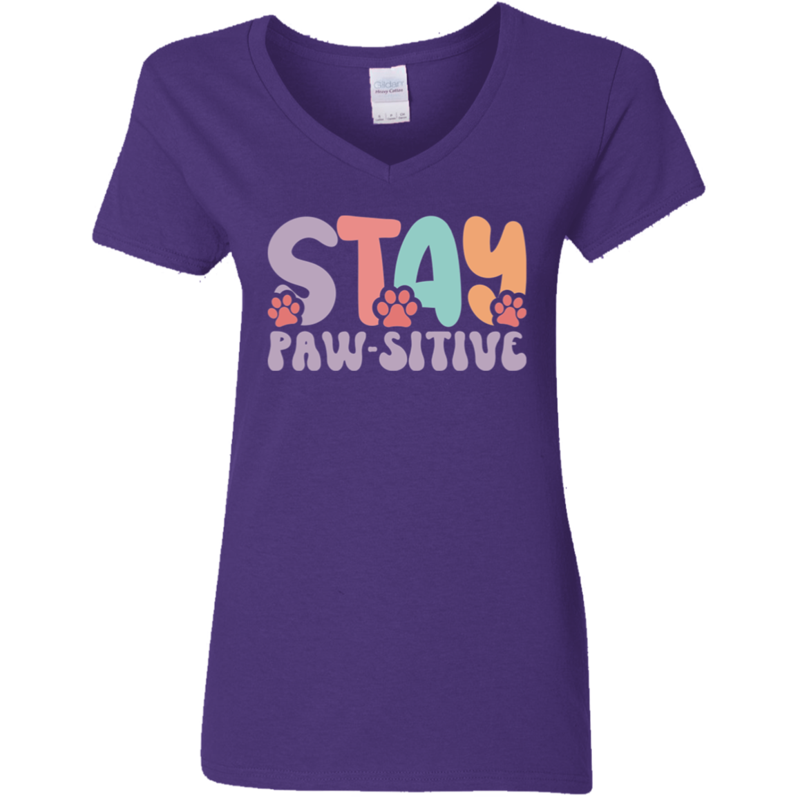 Stay Pawsitive Dog Rescue Ladies' V-Neck T-Shirt