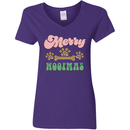 Merry Woofmas Christmas Ladies' V-Neck T-Shirt