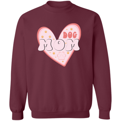 Dog Mom Heart Crewneck Pullover Sweatshirt